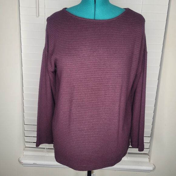 J. Jill Plum 3/4 Sleeve Pullover Round Neck Sweater‎ Size M - Picture 1 of 4